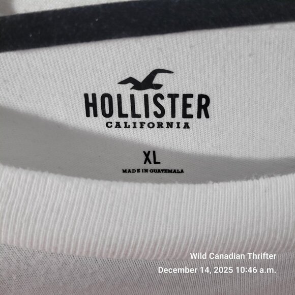 Hollister XL White Palm Tree Graphic Long Sleeve Cotton Blend Crew Neck Shirt - Picture 3 of 8